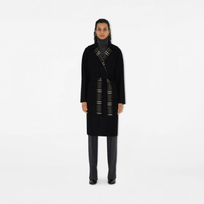 バーバリー「Burberry」リバーシブル ロング ウールコート）