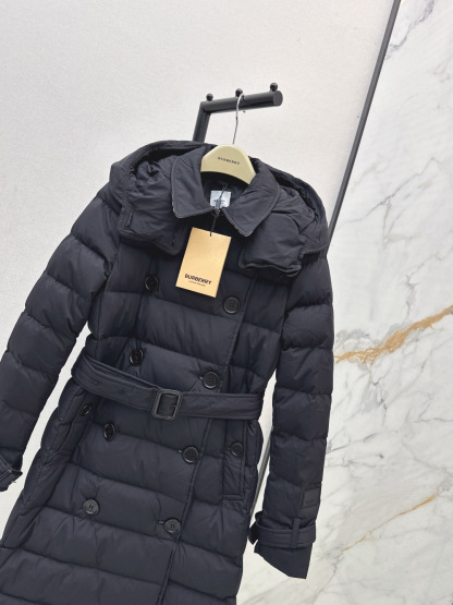 バーバリー「Burberry」 ダブルブレスト ロング ダウンコート フード付き-ISETAN PRESTIGE CURATED