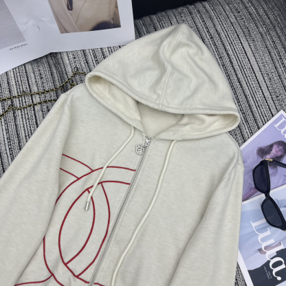 シャネル「Chanel」ダブルC エンブロイダリー パーカ & ハイウエスト ワイドパンツ セット