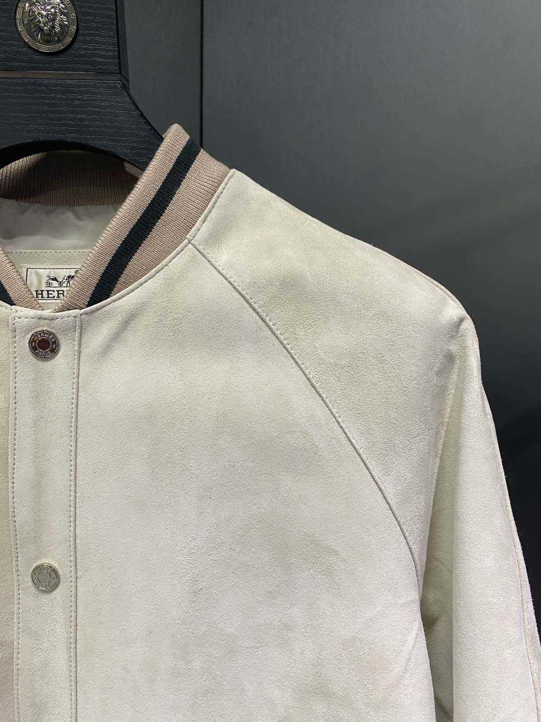 エルメス「Hermès」スエード レザー ベースボール ジャケット