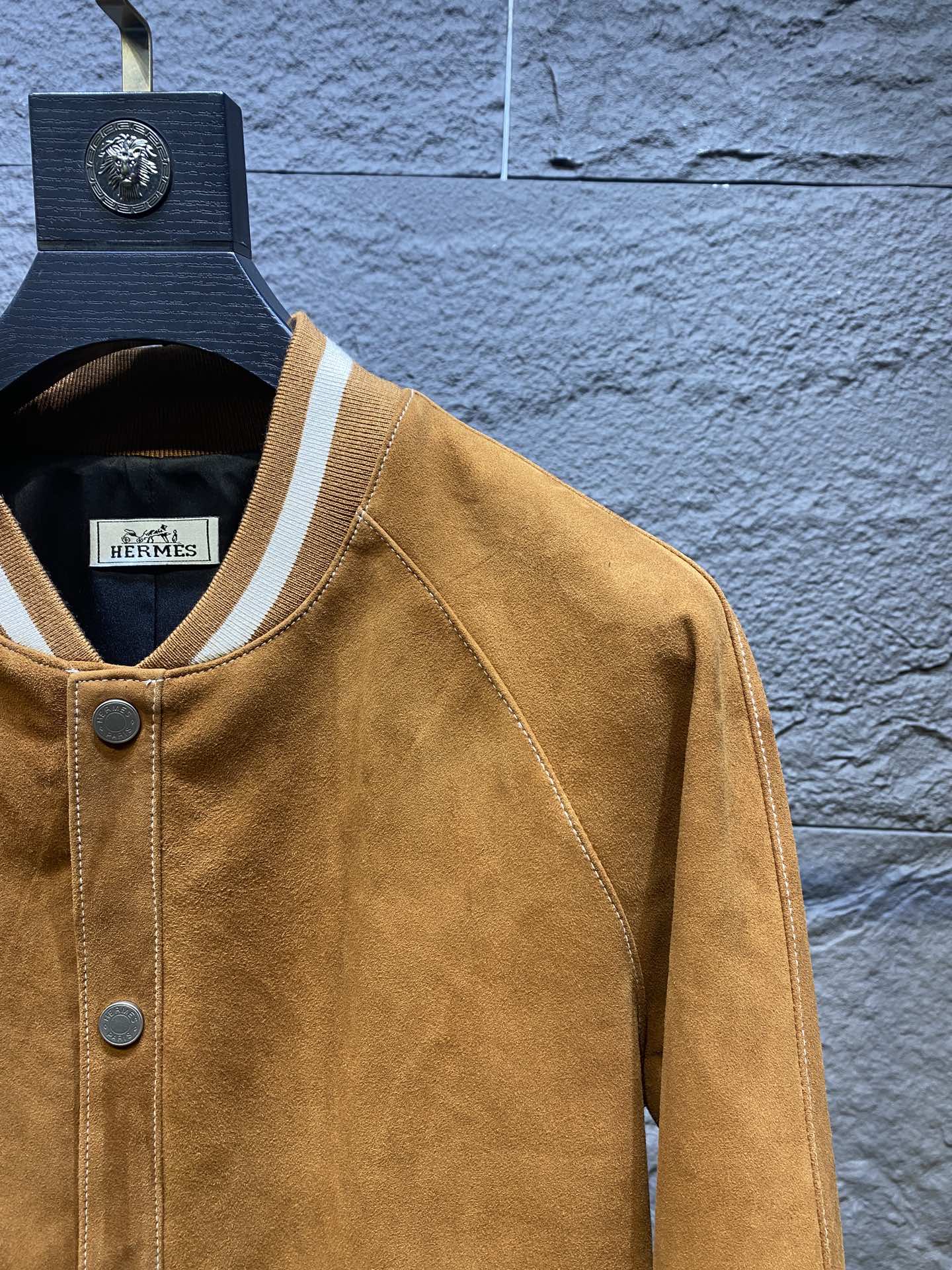 エルメス「Hermès」スエード ラムレザー ベースボール ジャケット
