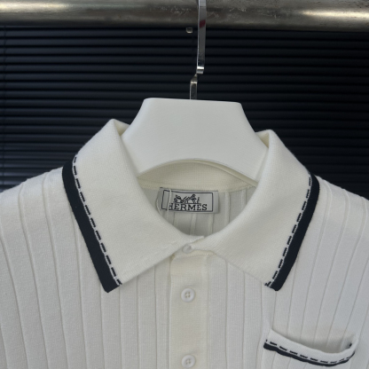エルメス「Hermès」2025 オートン/ウィンター コントラストカラー ポロシャツ
