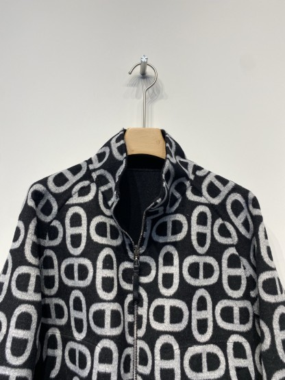 エルメス「Hermès」ダブルフェイス ジャカード ウール コート