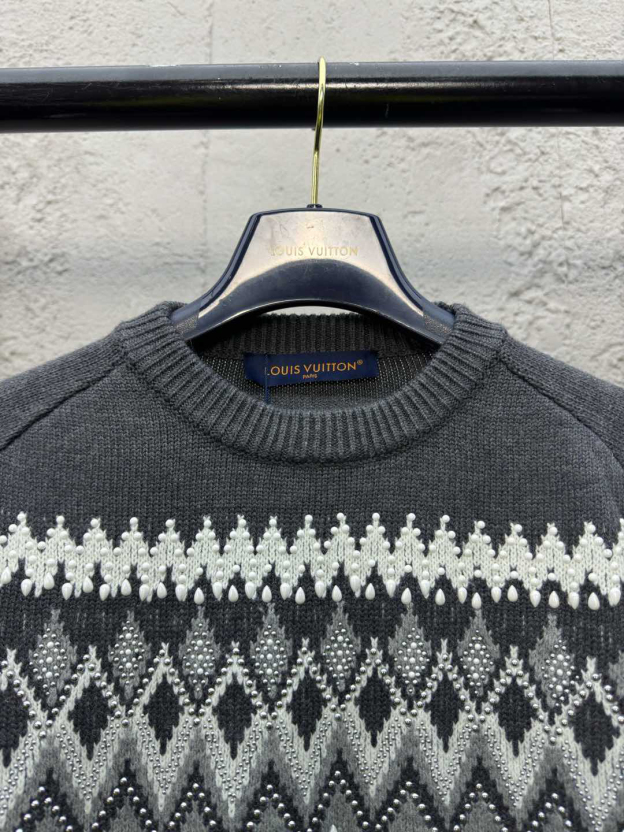ルイ・ヴィトン「Louis Vuitton」Ski 刺繍ビーズ フィアーアイランドニット セーター