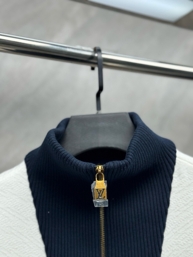 ルイ・ヴィトン「Louis Vuitton」ニットスタンドカラー 拼接ニット