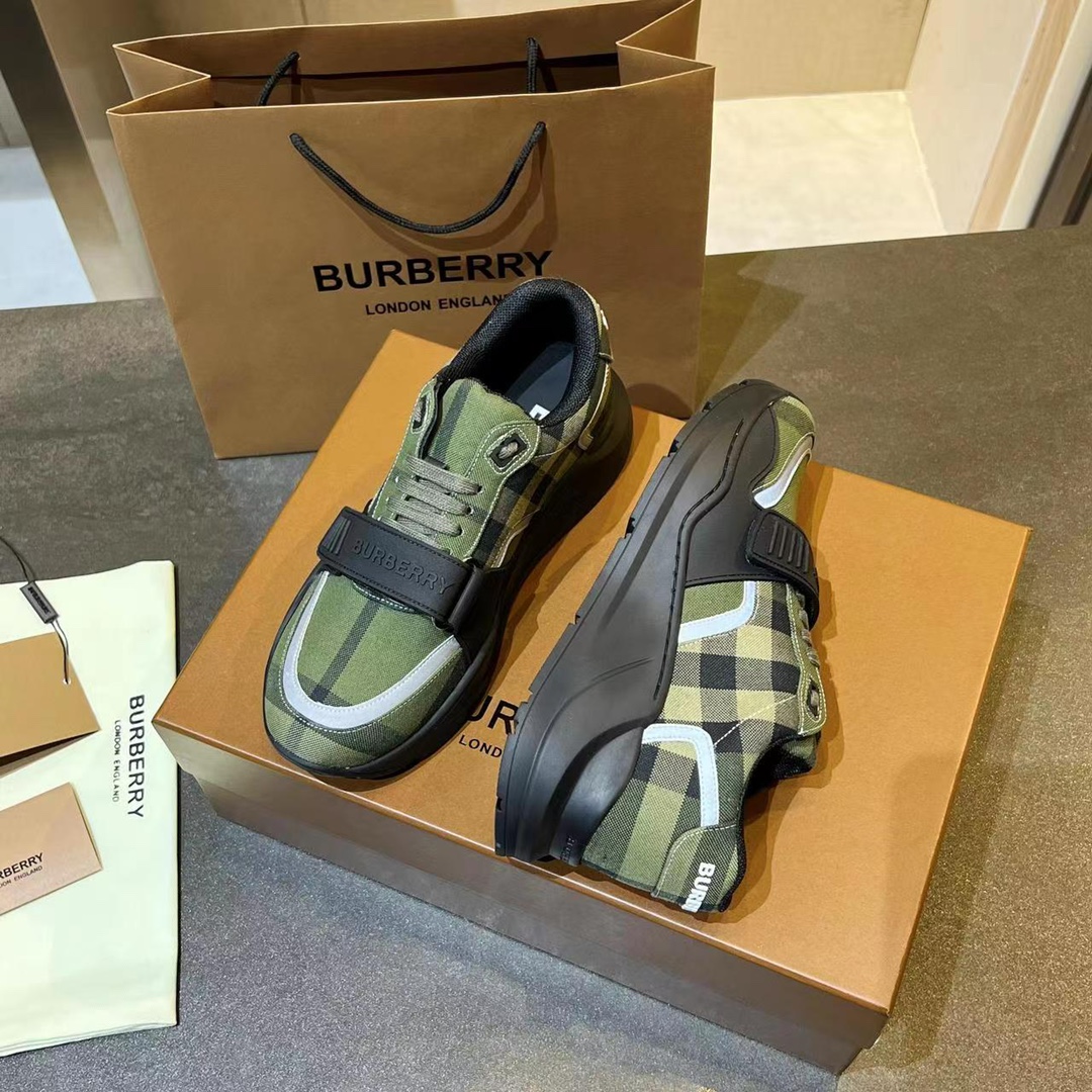 バーバリー「Burberry」バーバリー チェック プラットフォーム スニーカー / レザースニーカー