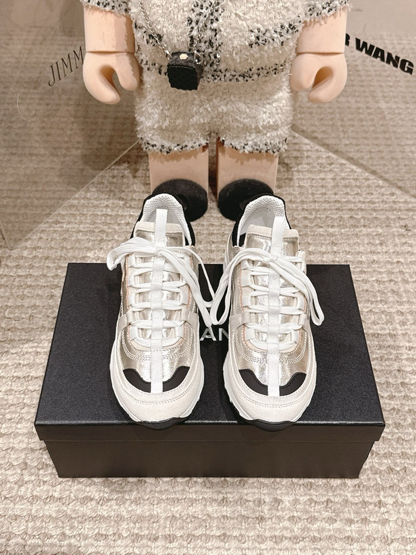 シャネル「Chanel」シャネル スタイル レザースニーカー (パンダカラー) / レジャースニーカー