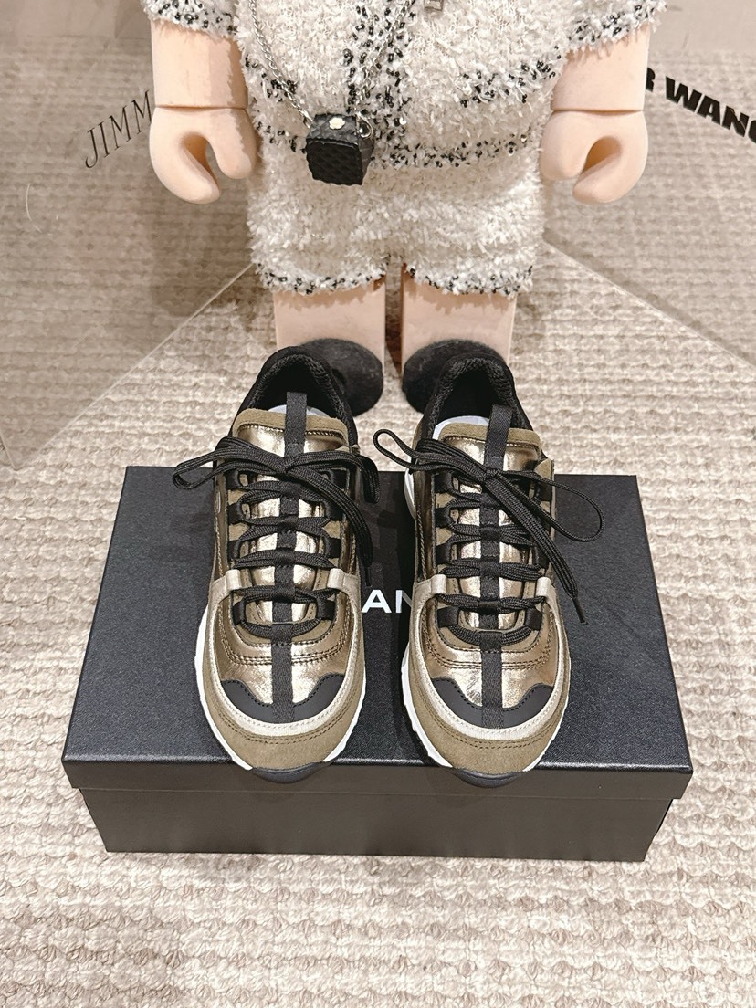 シャネル「Chanel」シャネル スタイル レザースニーカー (パンダカラー) / レジャースニーカー
