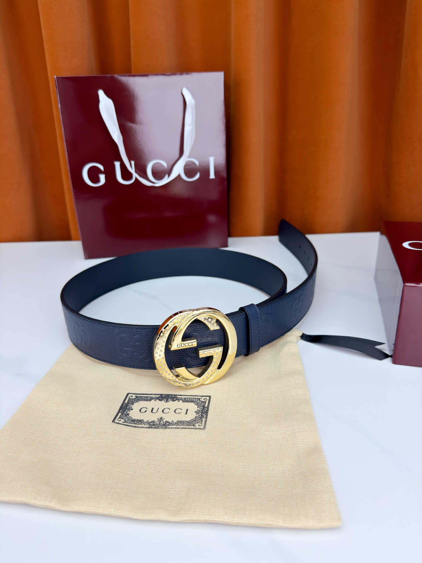 グッチ「Gucci」プレミアム トゴレザーベルト / ハイエンドウエストベルト38mm