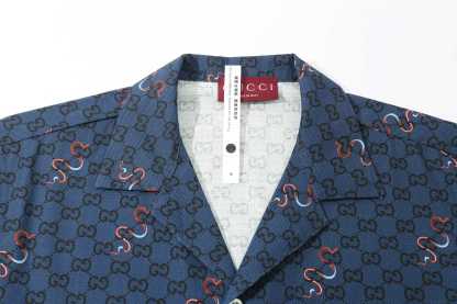 グッチ「Gucci」グッチ オールオーバーロゴ ショートスリーブシャツ / デニムシャツ