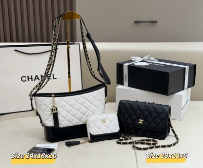 シャネル「Chanel」コンビネーションバッグ3点セット / トートバッグ＆ポーチセット