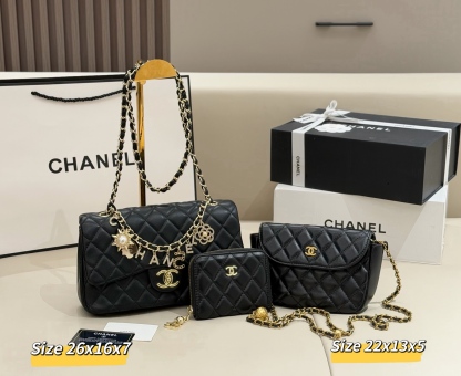 シャネル「Chanel」コンビネーションバッグ3点セット / トートバッグ＆ポーチセット