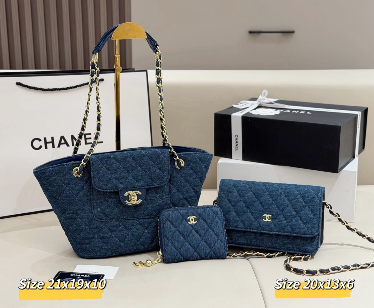 シャネル「Chanel」コンビネーションバッグ3点セット / トートバッグ＆ポーチセット