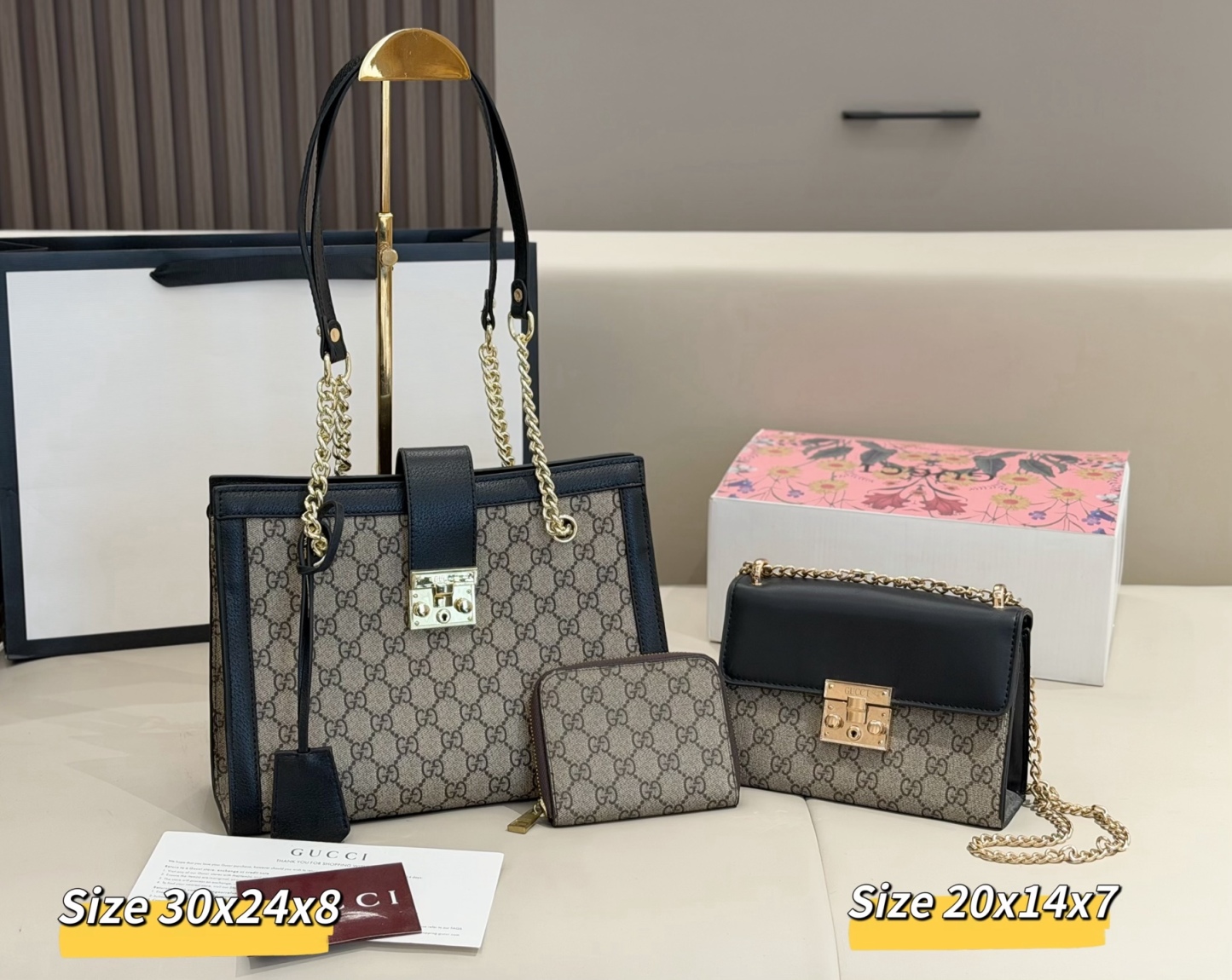 グッチ「Gucci」コンビネーションバッグ3点セット / トートバッグ＆ポーチセット