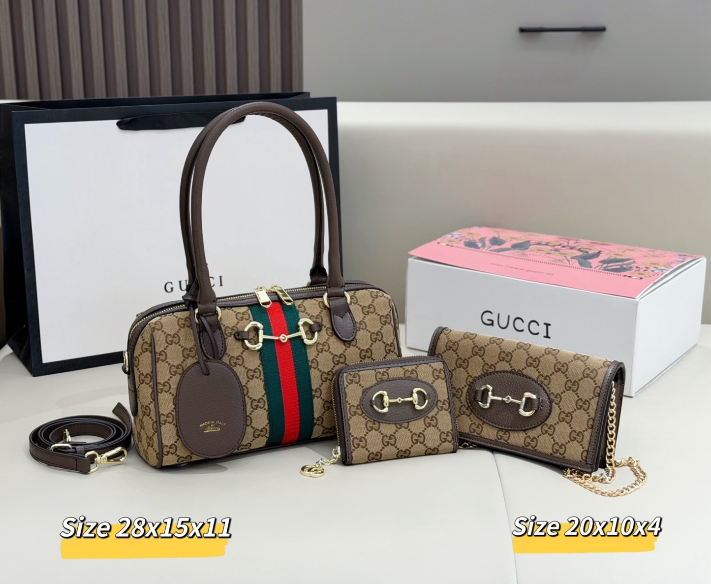 グッチ「Gucci」コンビネーションバッグ3点セット / トートバッグ＆ポーチセット