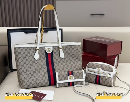 グッチ「Gucci」コンビネーションバッグ3点セット / トートバッグ＆ポーチセット