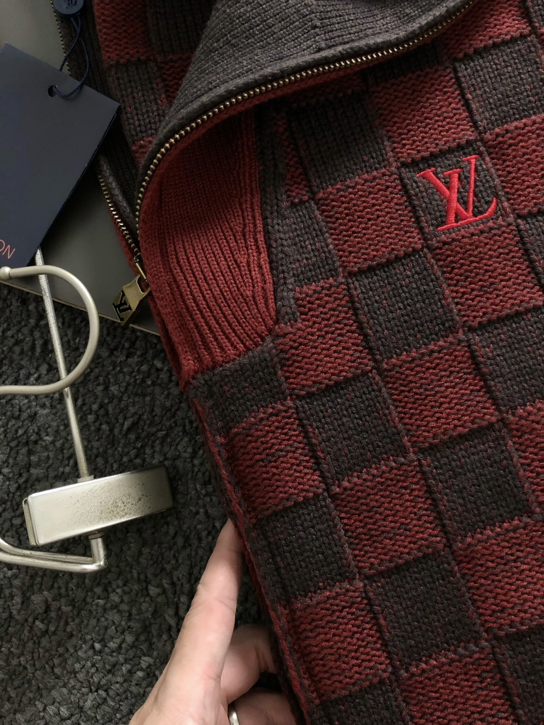 ルイ・ヴィトン「Louis Vuitton」ルイ・ヴィトン ダミエ・ウール ジップカーディガン / ニットカーディガン