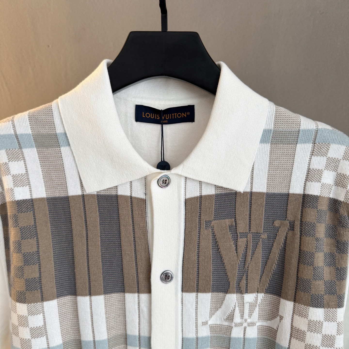 ルイ・ヴィトン「Louis Vuitton」ルイ・ヴィトン フローラル ダミエ ジャカード ニットシャツ / ショートスリーブシャツ