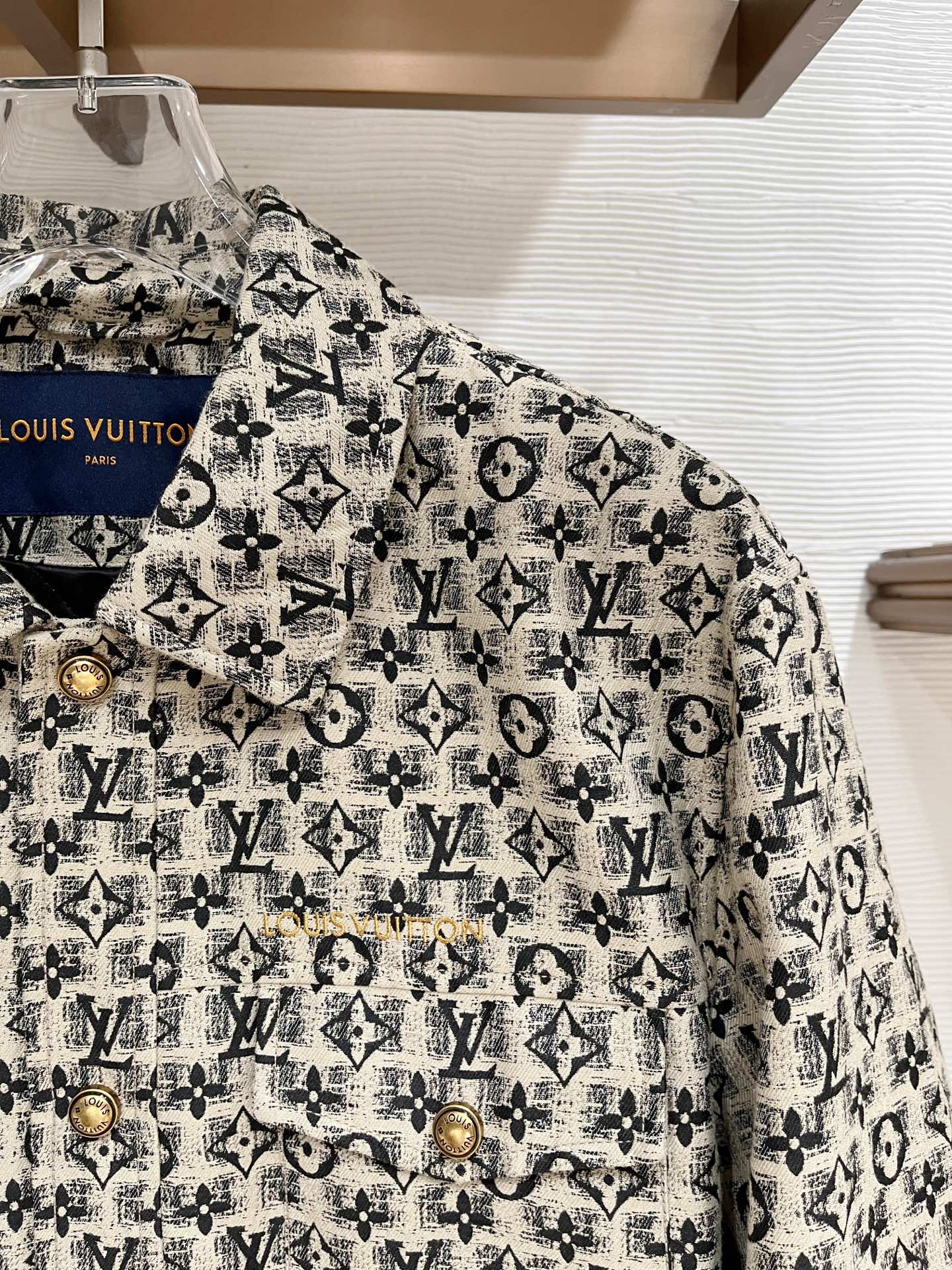 ルイ・ヴィトン「Louis Vuitton」モノグラム柄 ジャカード フリップカラー ジャケット / ワークジャケット