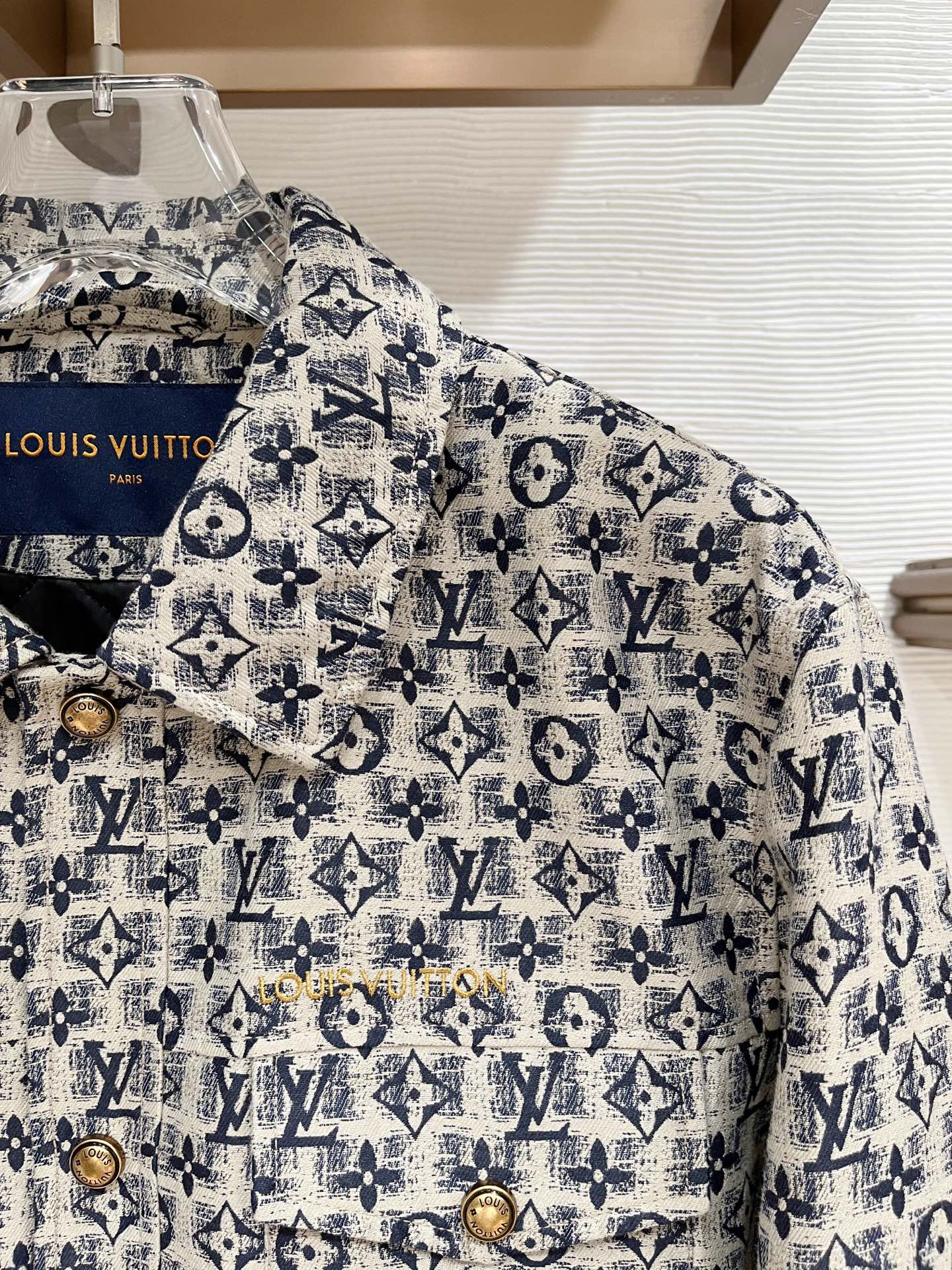 ルイ・ヴィトン「Louis Vuitton」モノグラム柄 ジャカード フリップカラー ジャケット / ワークジャケット