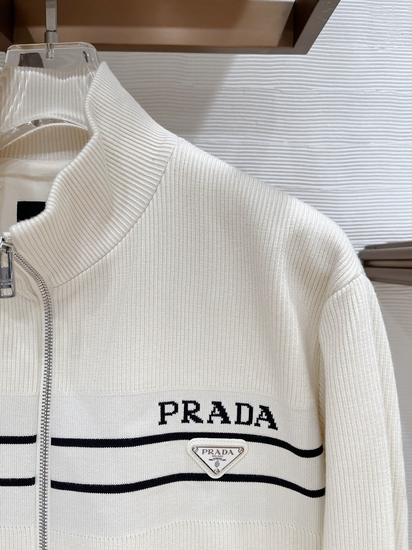 プラダ「Prada」プラダ リブニット スタンドカラー ジップアップジャケット / メンズ ニットアウター