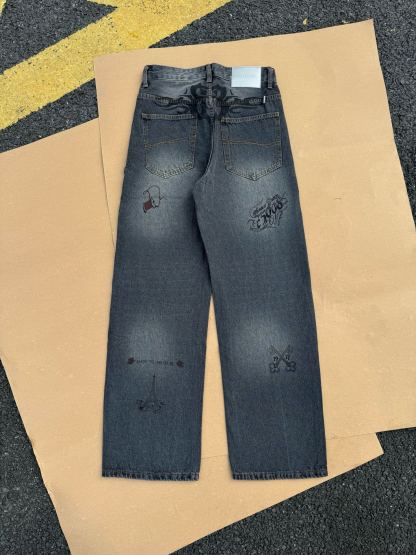 BURBERRY & バーバリー ヴィンテージウォッシュ ワイドレッグデニムパンツ / ユニセックス