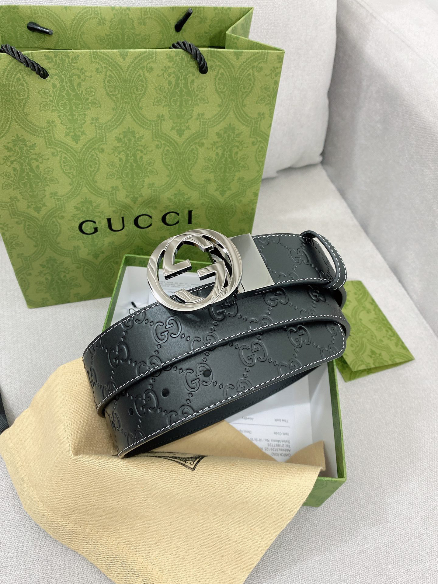 グッチ「Gucci」インターロッキングG バックル付き ワイドベルト