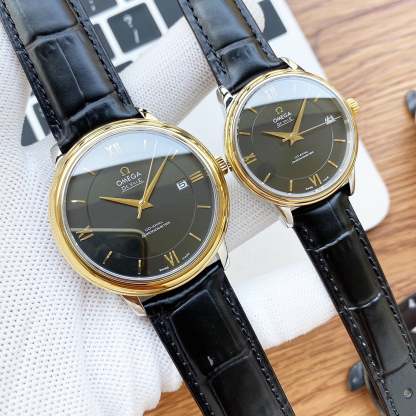 オメガ「Omega」デビル プレステージ カップルウォッチ メンズ39.5MM＆レディース32.7MM スチール＆レザーストラップ