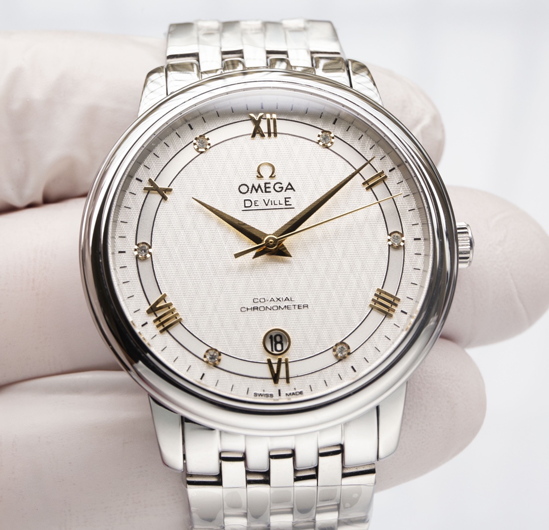 オメガ「Omega」デビル プレステージ カップルウォッチ メンズ39.5MM＆レディース32.7MM スチール＆レザーストラップ