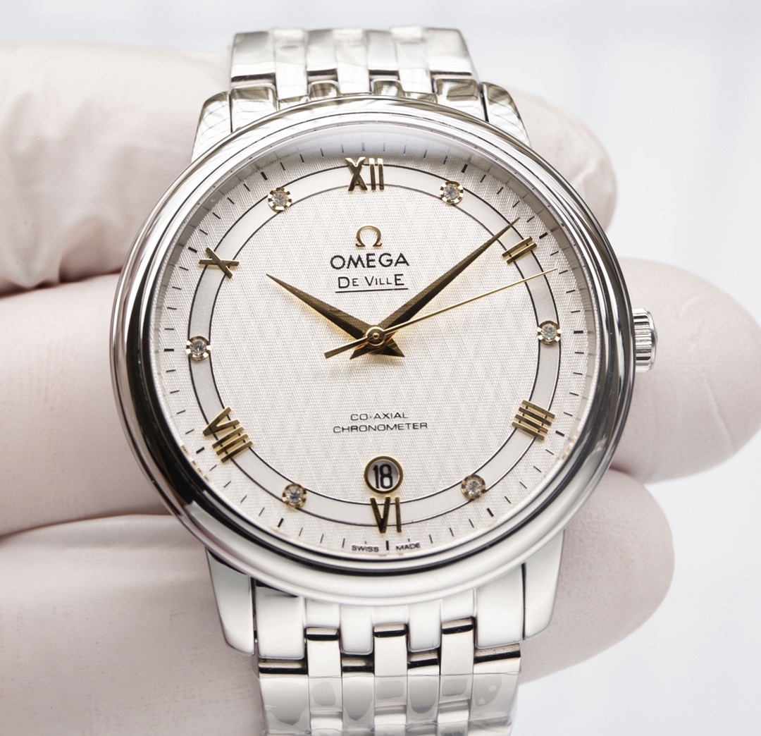 オメガ「Omega」デビル プレステージ カップルウォッチ メンズ39.5MM＆レディース32.7MM スチール＆レザーストラップ