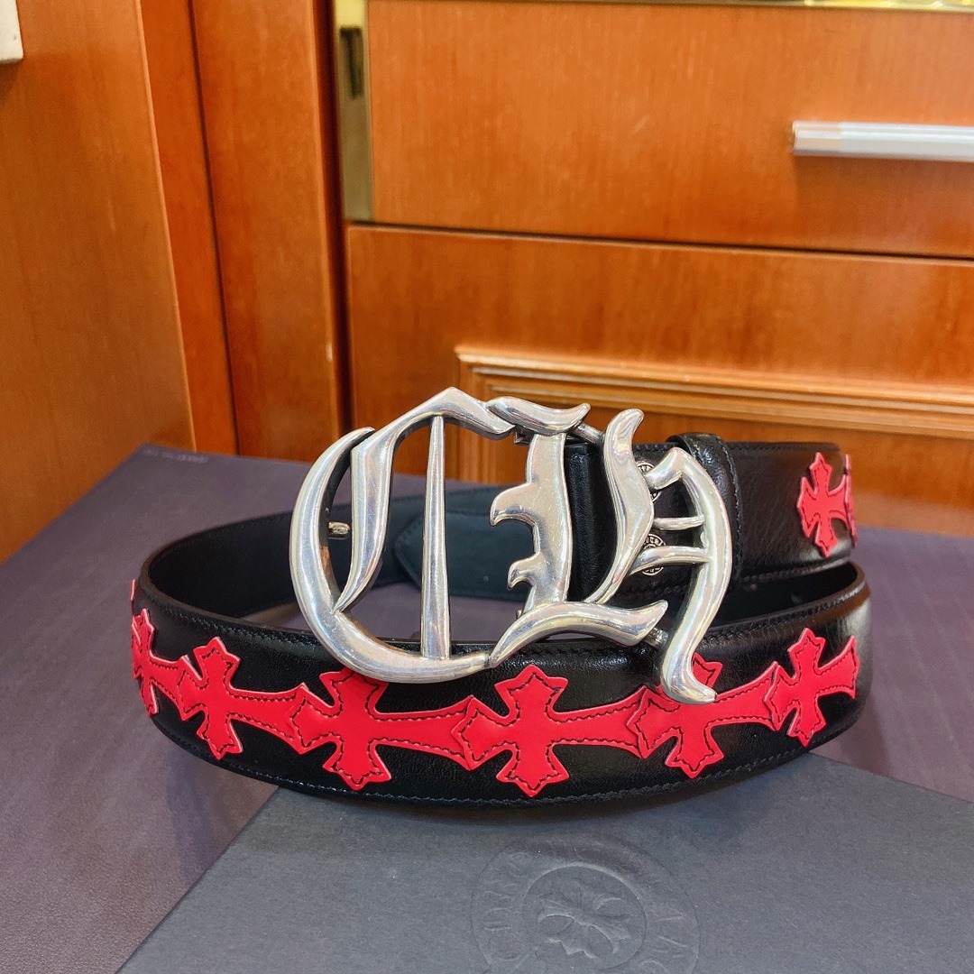 クロムハーツ「Chrome Hearts」デタッチャブル クロスフラワー ベルト 3.8cm