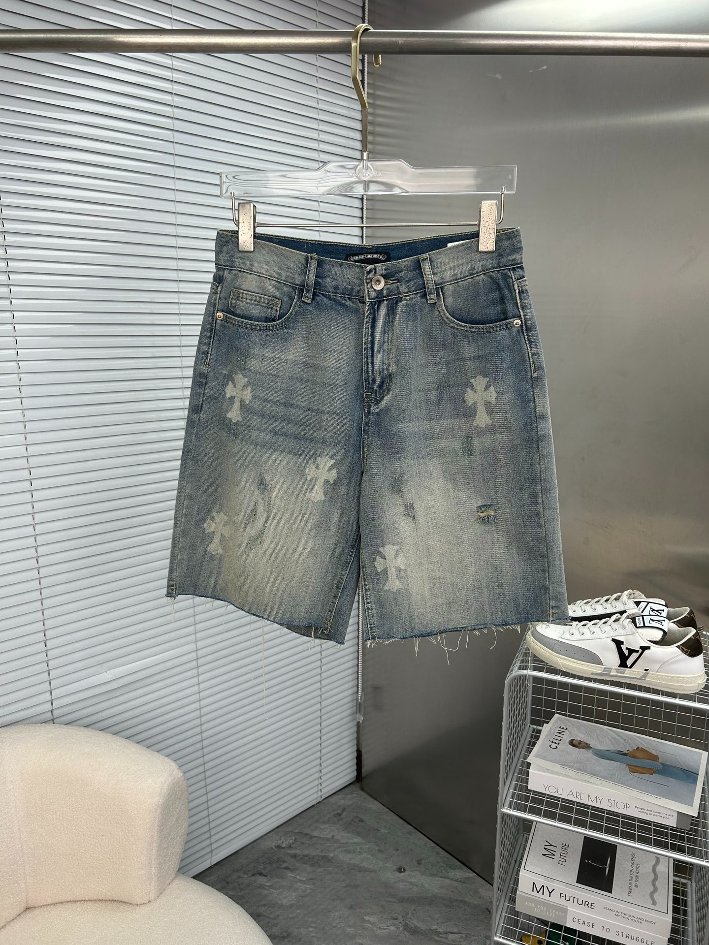 クロムハーツ「Chrome Hearts」プレミアム ストレッチデニム ショートパンツ