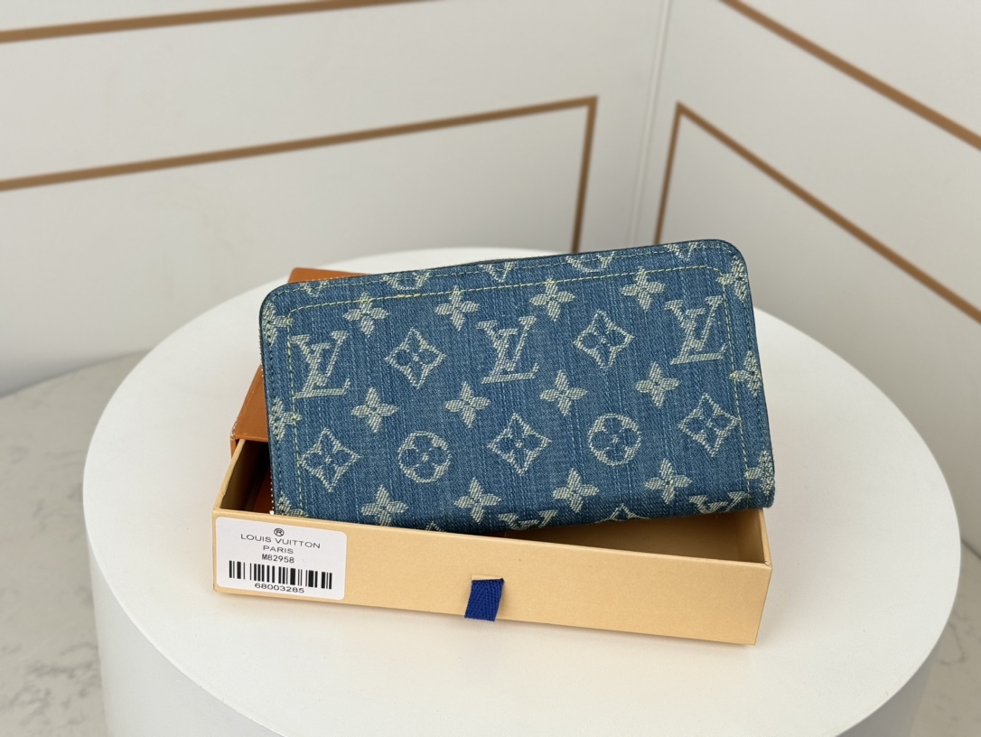 ルイ・ヴィトン「Louis Vuitton」モノグラム デニム ジップ ウォレット