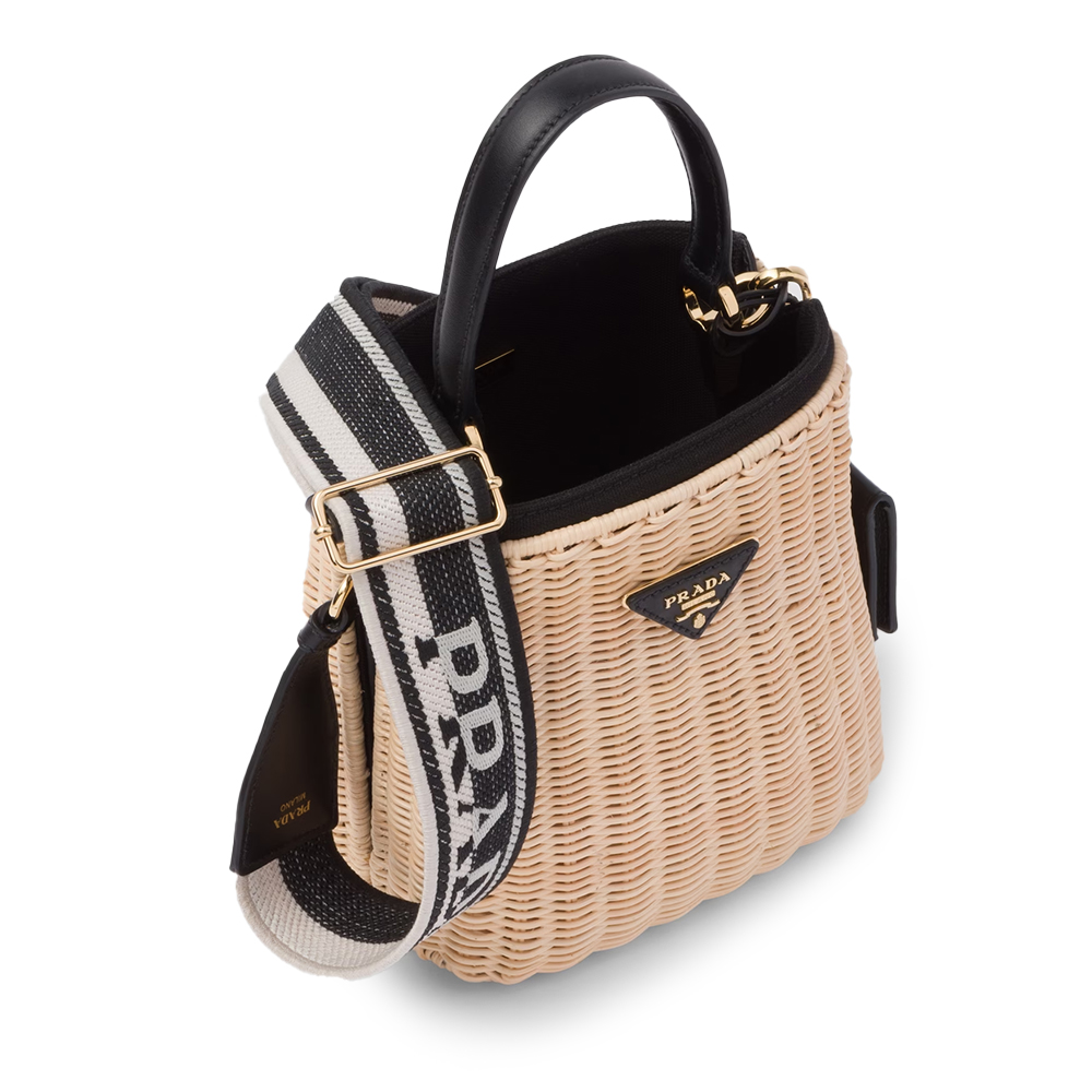 プラダ「Prada」プラダ パニエ ウィッカーxキャンバス バッグ