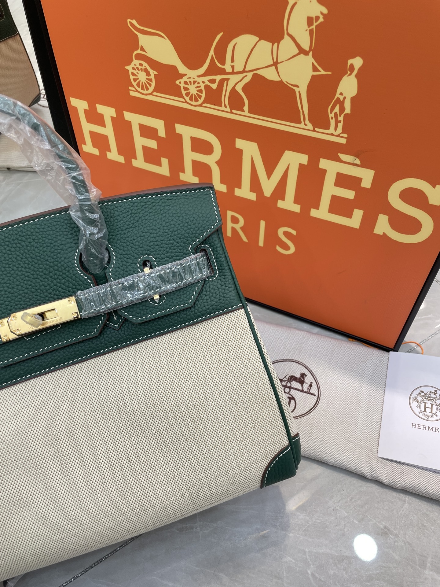 エルメス「Hermès」Birkin 30 ナパレザー×キャンバス ツートン ショルダーバッグ（シルバーハードウェア）