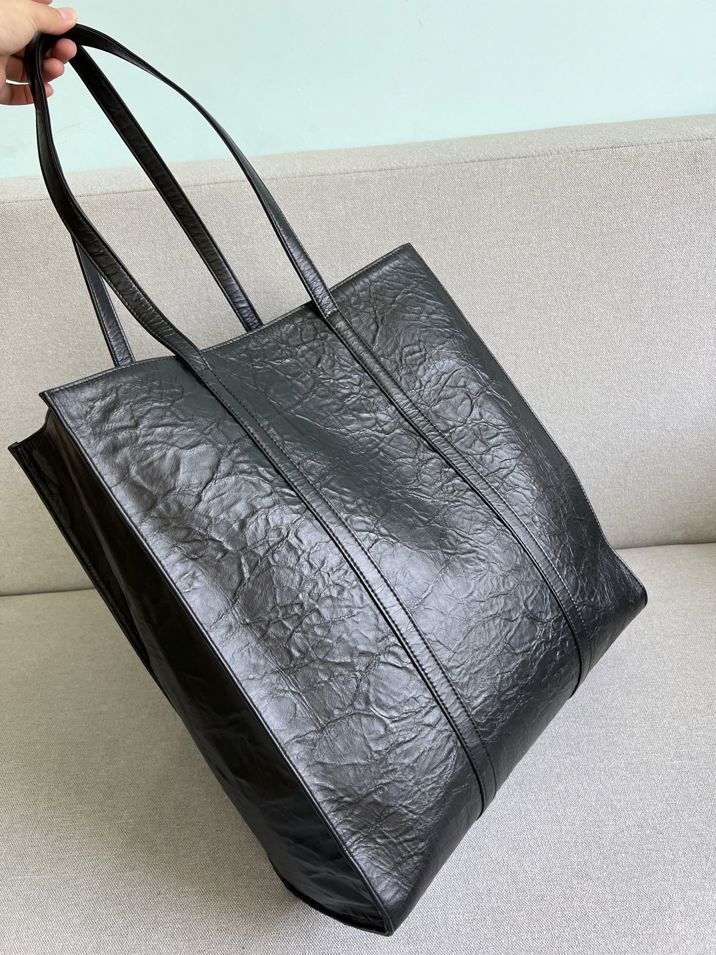 プラダ「Prada」ヴィンテージラムスキン ドレープトート トートバッグ