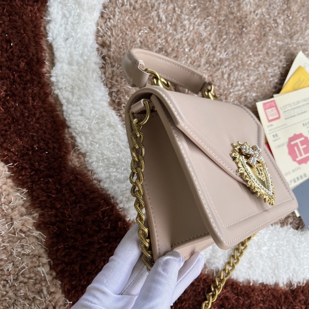 ドルチェ・アンド・ガッバーナ「D&G」パウダーピンク チェーン レザートップハンドルバッグ