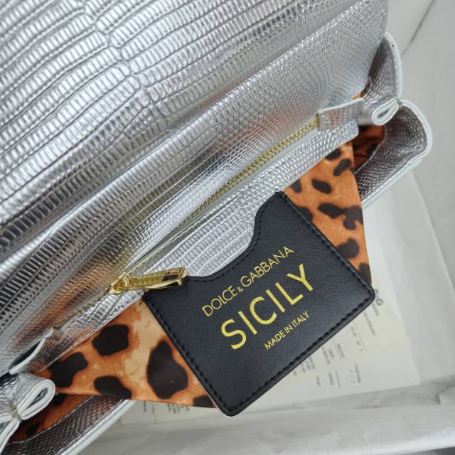 ドルチェ・アンド・ガッバーナ「D&G」 シシリー イグアナプリント レザートップハンドルバッグ