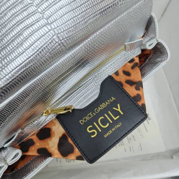 ドルチェ・アンド・ガッバーナ「D&G」 シシリー イグアナプリント レザートップハンドルバッグ