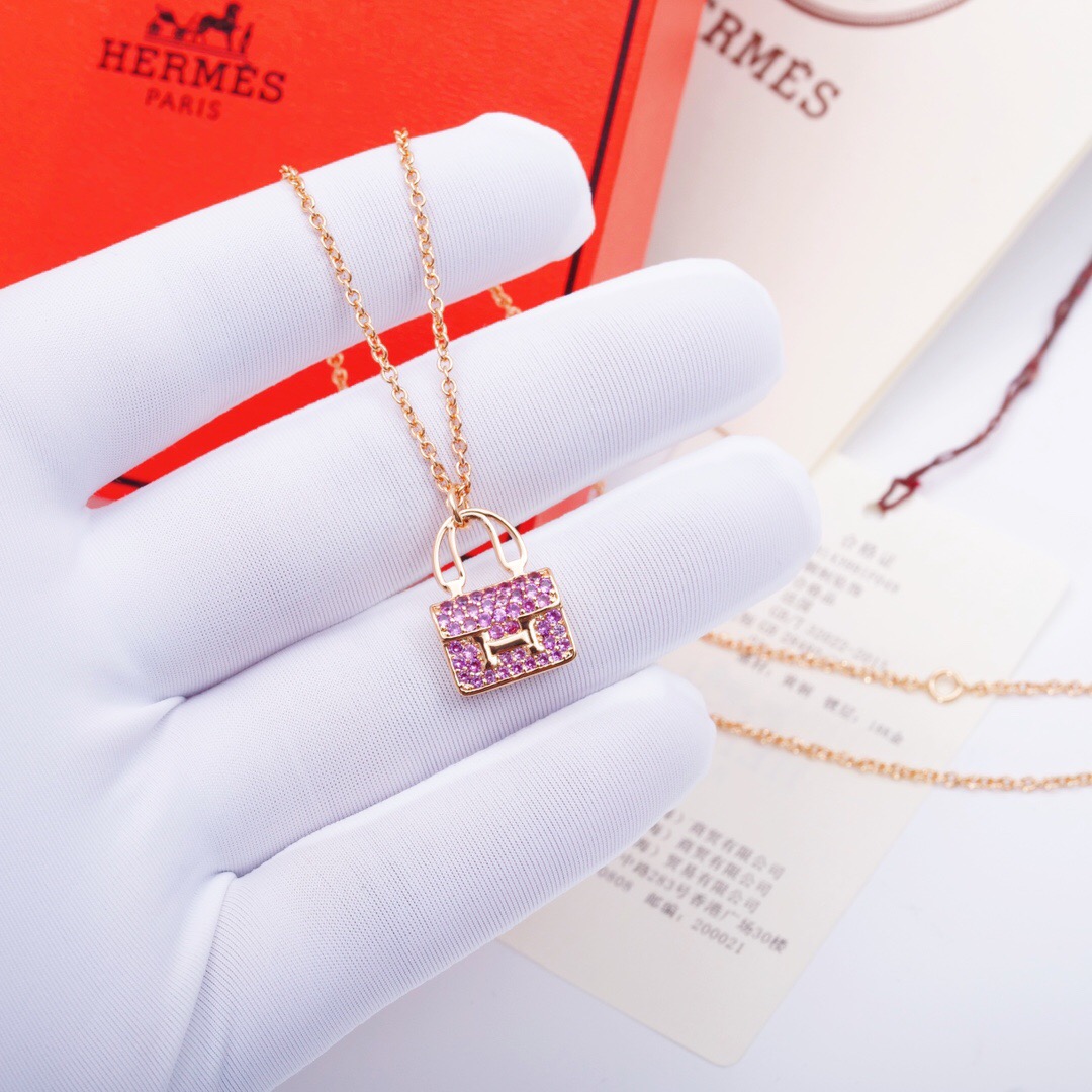 エルメス「Hermès」コンスタンス ピンクサファイア ネックレス40MM