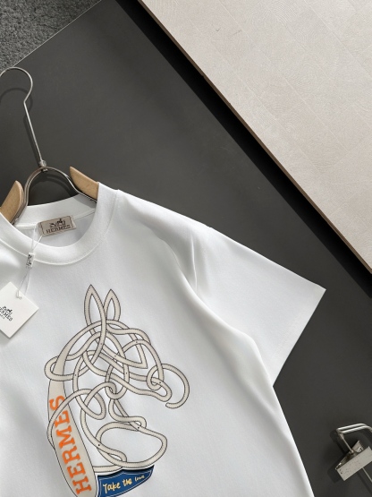 エルメス「Hermès」2025 サマーコレクション メンズ ダブルガーゼコットンTシャツ‌
