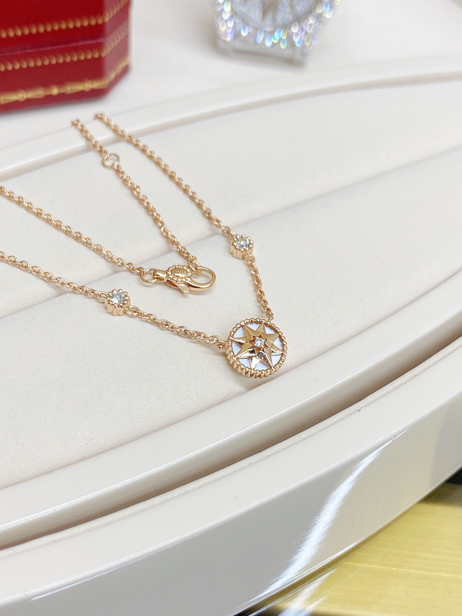 ディオール「Dior」 ROSE DIOR BAGATELLE ハートネックレス40CM