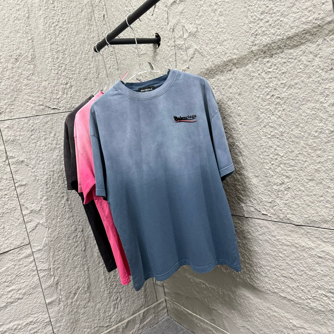 バレンシアガ「Balenciaga」2025早春新重工酸洗グラデーション旧半袖Tシャツ