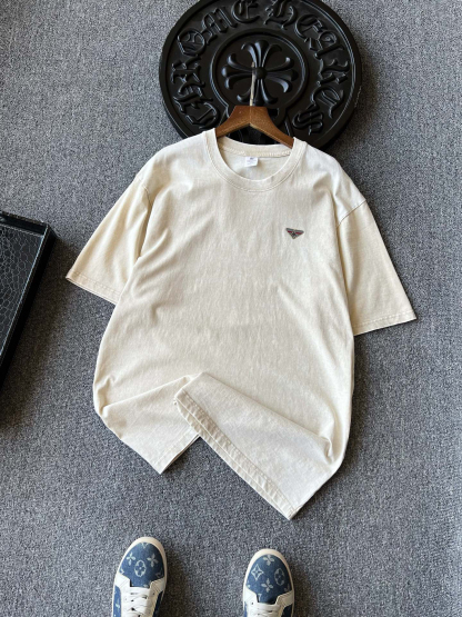 プラダ「Prada」2025SS メンズ リワークドウォッシュド クルーネックTシャツ