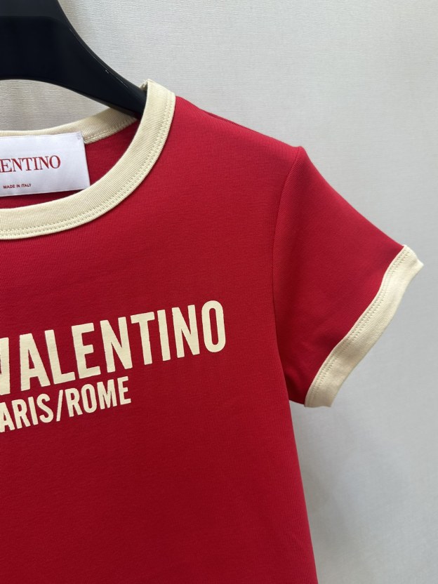 ヴァレンティノ「Valentino」2025新品トップスラウンドネックプリントアルファベットTeeカスタム半袖