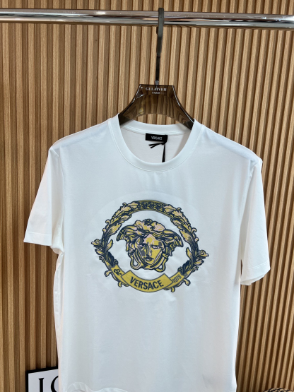 ヴェルサーチ「Versace」2025SS メドゥーサ1978 スワロフスキー刺繍Tシャツ