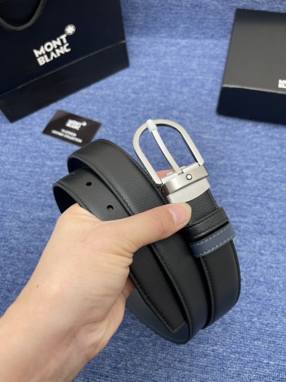 モンブラン「Montblanc」 クラシックコレクション ヘッドレザー ブラスバックル ベルト100cm