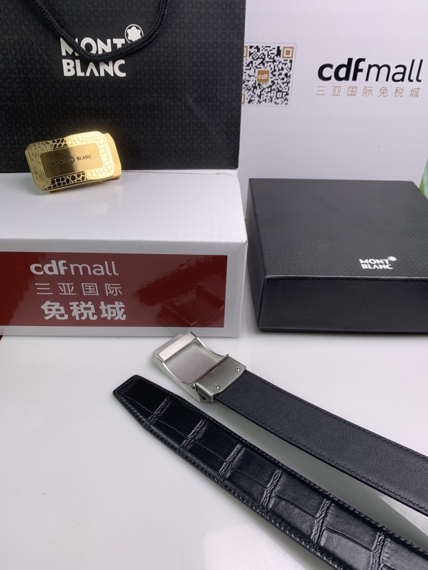 モンブラン「Montblanc」 クラシックコレクション クロコダイルエンボスレザー ベルト100cm