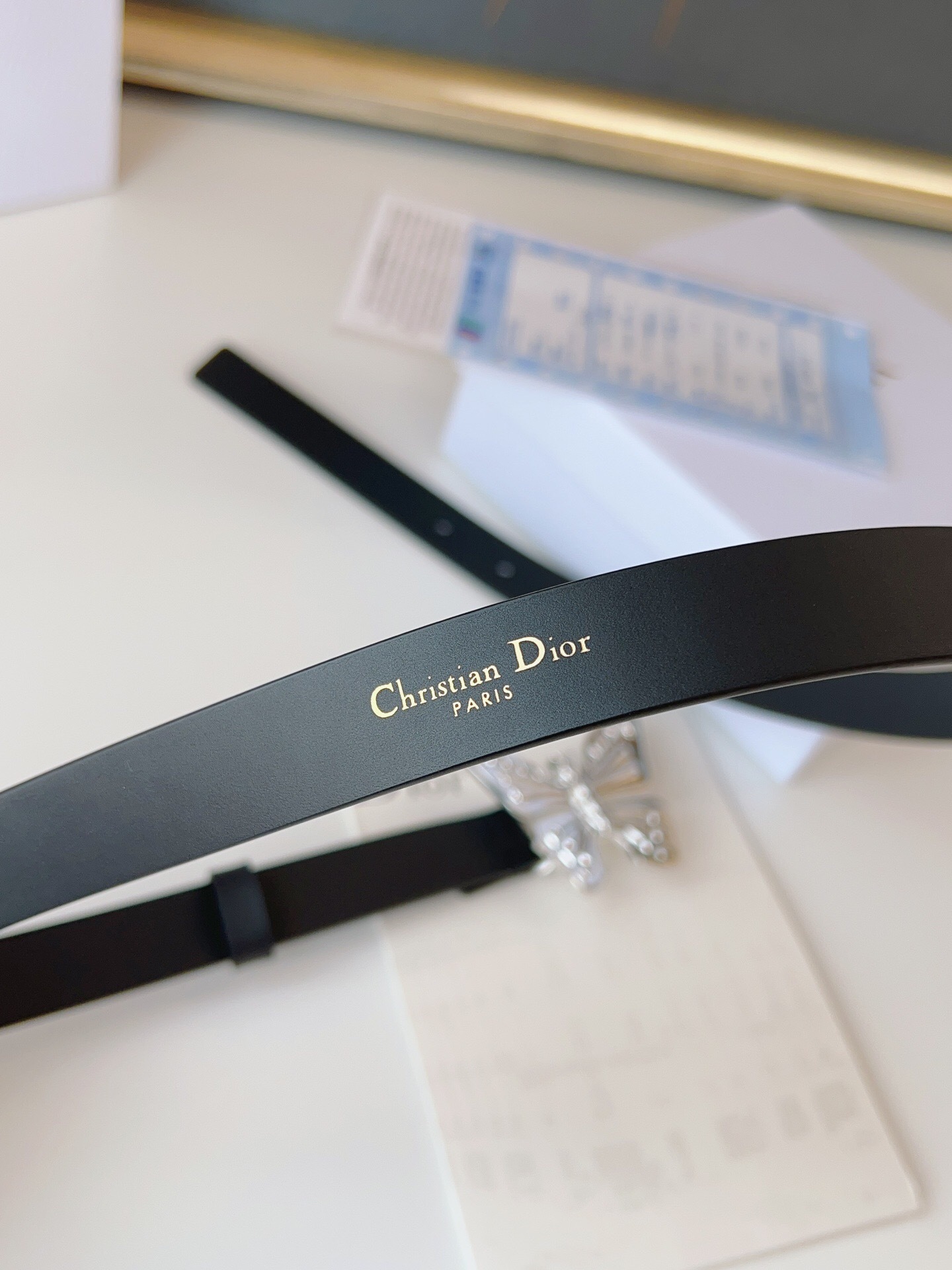 ディオール「Dior」メタモルフォーゼ 2.0cm スムースレザーベルト バタフライバックル100CM