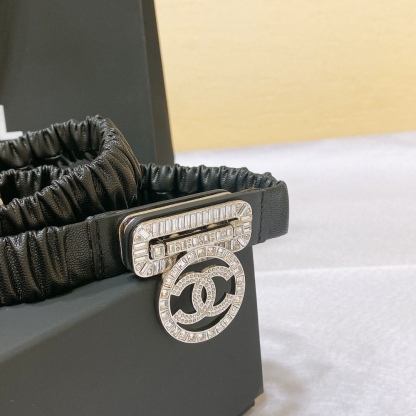 シャネル「Chanel」ワイドバックル レザーベルト ベルト100CM
